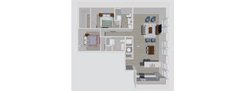 a floor plan of a house with a bedroom and a living room