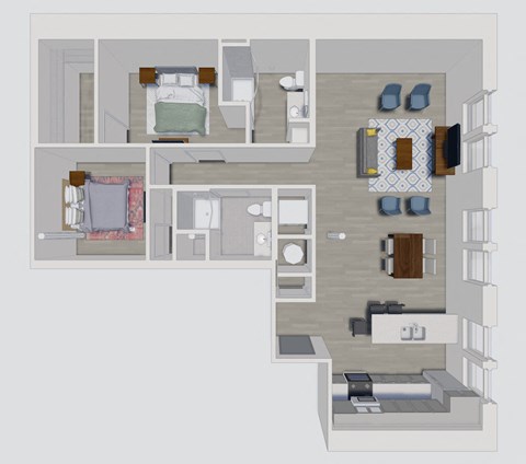 a floor plan of a house with a bedroom and a living room