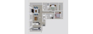 a floor plan of a house with a bedroom and living room
