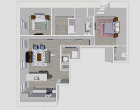 a floor plan of a house with a bedroom and a living room