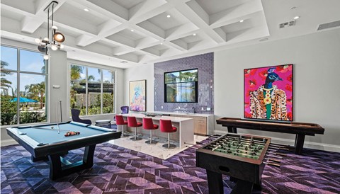 a game room with a pool table and a barat Altis Grand Lake Willis, Orlando, FL 32821