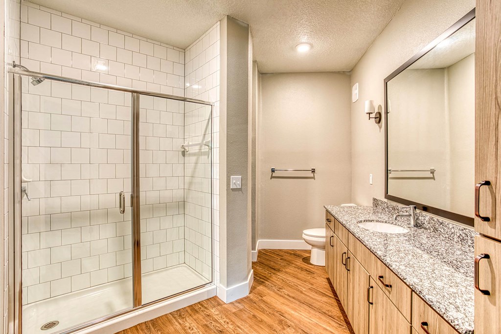 Bathroom Shower at The Parker at Maitland Station in Maitland, FL