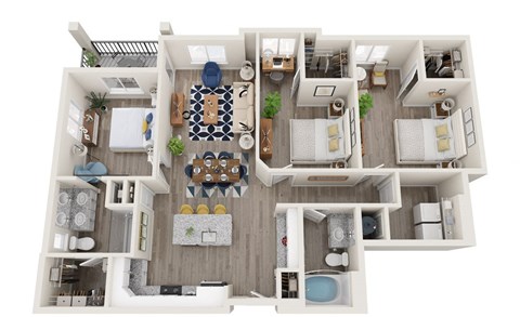 a1 floor plan  1 bedroom  1190 square feet  the grove