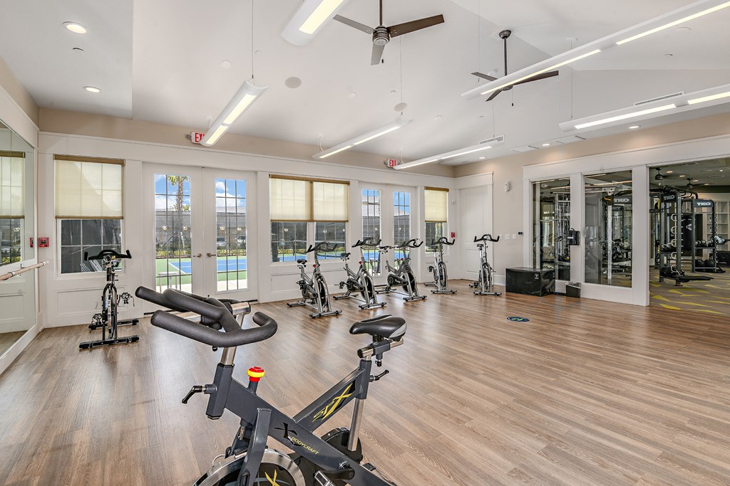 Spin room and yoga studio