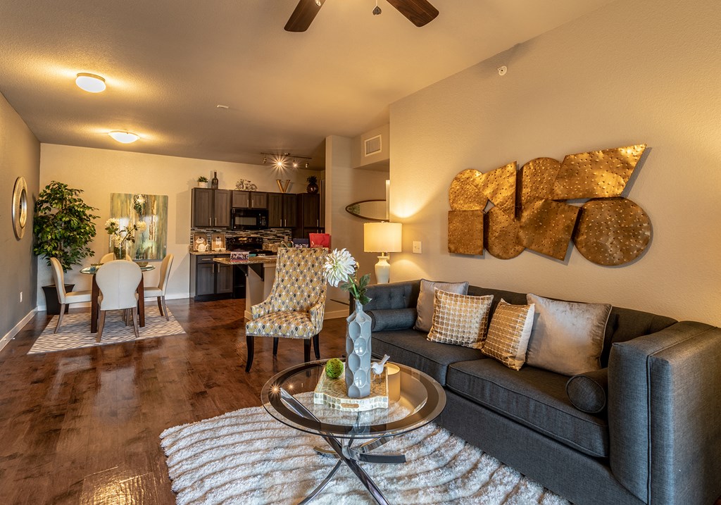 a living room with a couch and a coffee table