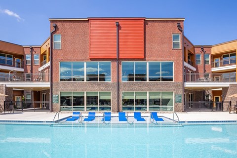 our apartments have a large pool in front of our building