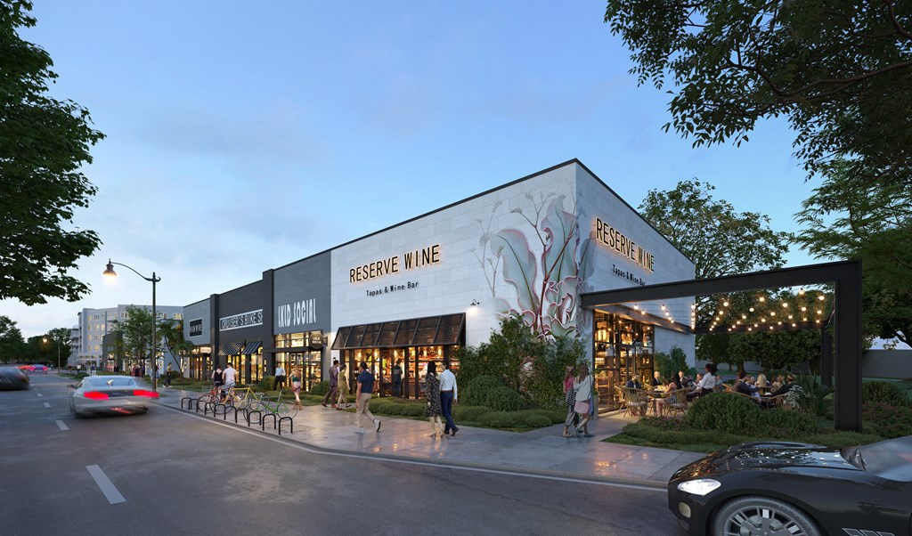 a rendering of a grocery store on a city street