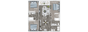 a floor plan of a house with a bedroom and a living room