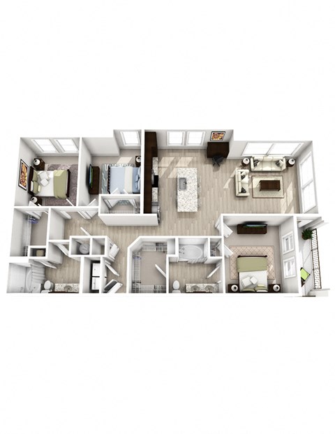 the 1190 sqft floor plan  studio with ensuite baths