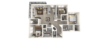 a floor plan of a house with a bedroom and a living room