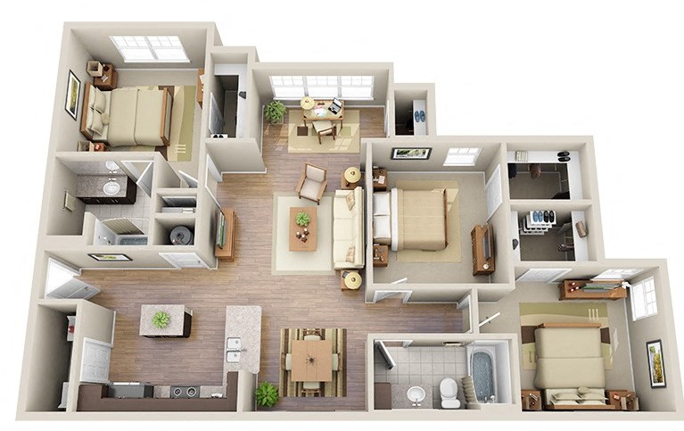 three bedroom two bath