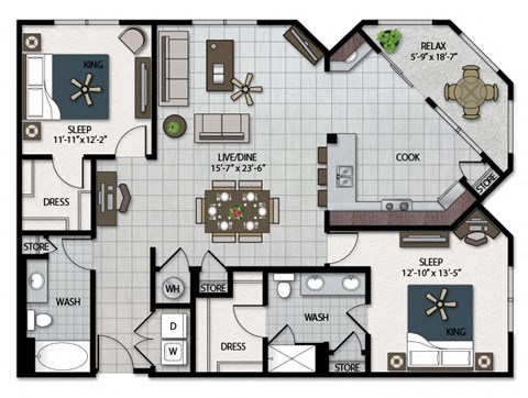 a floor plan of a house with bedrooms and baths