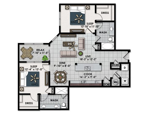 3d floor plan of a town house