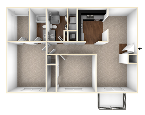 1100 Square-Feet CHATTAHOOCHEE Floor Plan at District at Vinings, Georgia