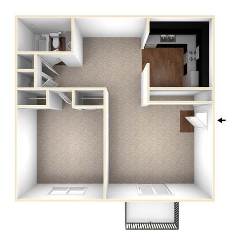 758 Square-Feet CHEROKEE Floor Plan at District at Vinings, Atlanta, GA