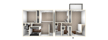 1288 Square-Feet CROSSROADS Floor Plan at District at Vinings, Atlanta, GA, 30339