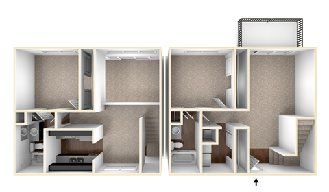 1288 Square-Feet CROSSROADS Floor Plan at District at Vinings, Atlanta, GA, 30339