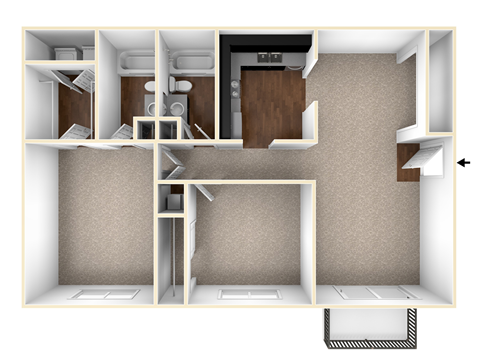 1048 Square-Feet CUMBERLAND Floor Plan at District at Vinings, Atlanta, Georgia