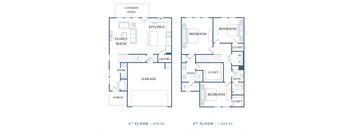 the floor plans for the two floor house plans with bedrooms and baths and a garage