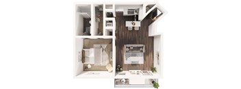 a floor plan of a 1 bedroom apartment