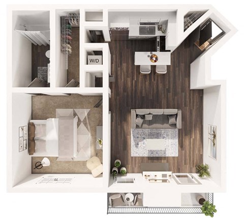 a floor plan of a 1 bedroom apartment