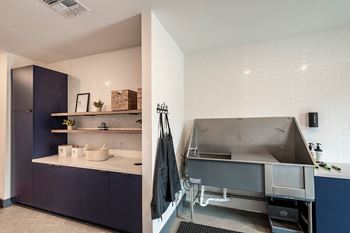 a kitchen with a sink and a stove and a refrigerator
