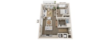 a 2 bedroom floor plan with a bathroom and a living room