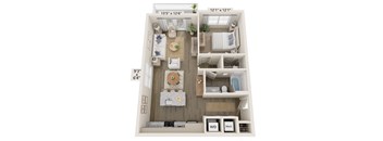 a 2 bedroom floor plan with a bathroom and a living room