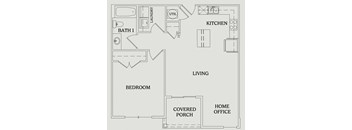 a floor plan of a small house with a bedroom and a living room