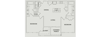a floor plan of a bedroom floor plan with a closet and a living room