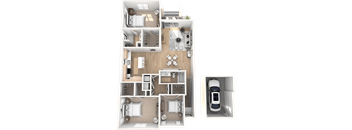 three bedroom floorplan at Altis Santa Barbara, Naples, FL