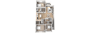 three bedroom two baths floorplan at Altis Santa Barbara, Naples, FL 34104