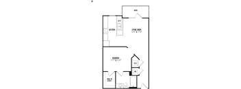 the floor plan of a small house with a bedroom and a living room