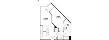 the floor plan of a 420 sq ft floor plan with a bedroom and a bathroom