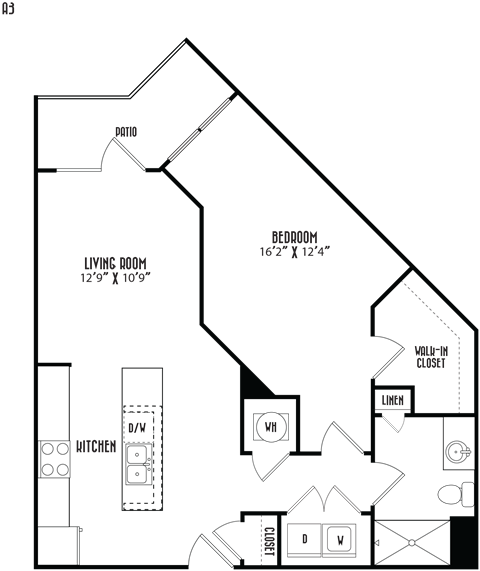 the floor plan of a 420 sq ft floor plan with a bedroom and a bathroom