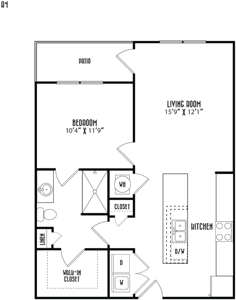 the floor plan of a bedroom apartment with a bedroom and a living room