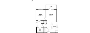 the floor plan of a small house with a bedroom and a living room