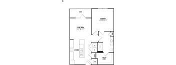 the floor plan of a bedroom apartment with a bathroom and a living room