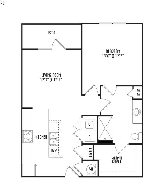 the floor plan of a bedroom apartment with a bathroom and a living room