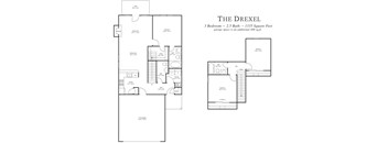 A floor plan for a 3 bedroom, 2.5 bath home with a garage.
