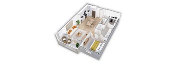 a floor plan of a house with a bedroom and a living room