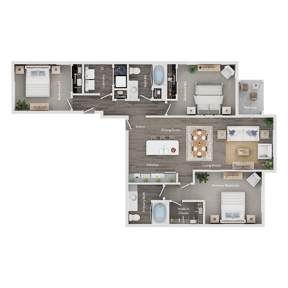 A floor plan of a house showing the layout of the rooms.