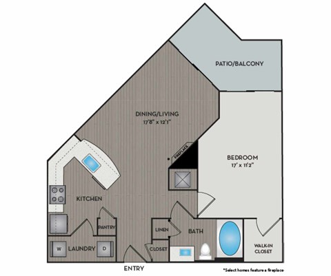 A diagram of a house layout with a kitchen, pantry, bath, and bedroom.
