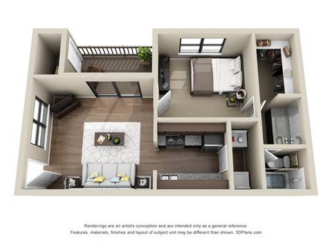 a stylized floor plan of a 2100 sq ft apartment