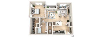 a floor plan of a house with a bedroom and a living room