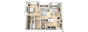 a floor plan of a house with a bedroom and a living room