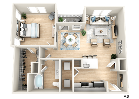 a floor plan of a house with a bedroom and a living room