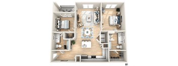 a 3d drawing of a floor plan of a house