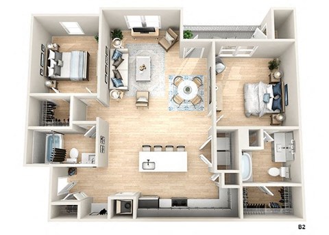 a 3d drawing of a floor plan of a house