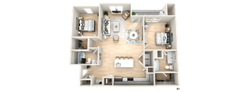 a 3d drawing of a floor plan of a house